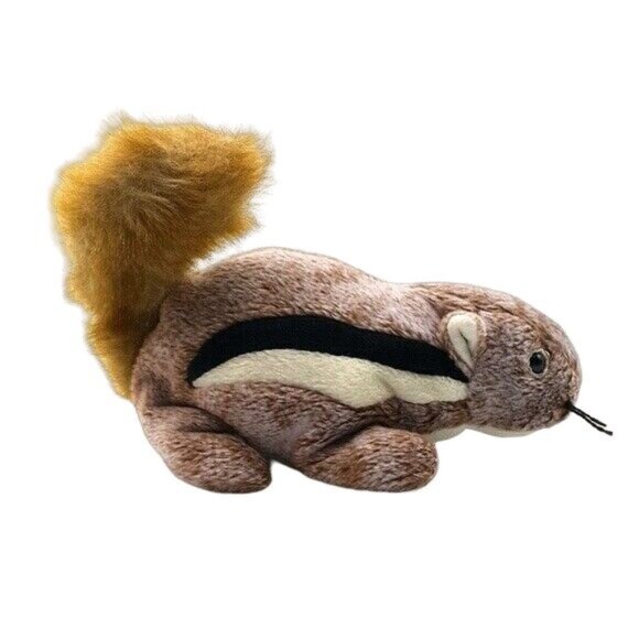 Ty Beanie Babies Realistic Chipmunk Plush 7" Stripe Fluffy Tail Chipper Vintage - Picture 5 of 8